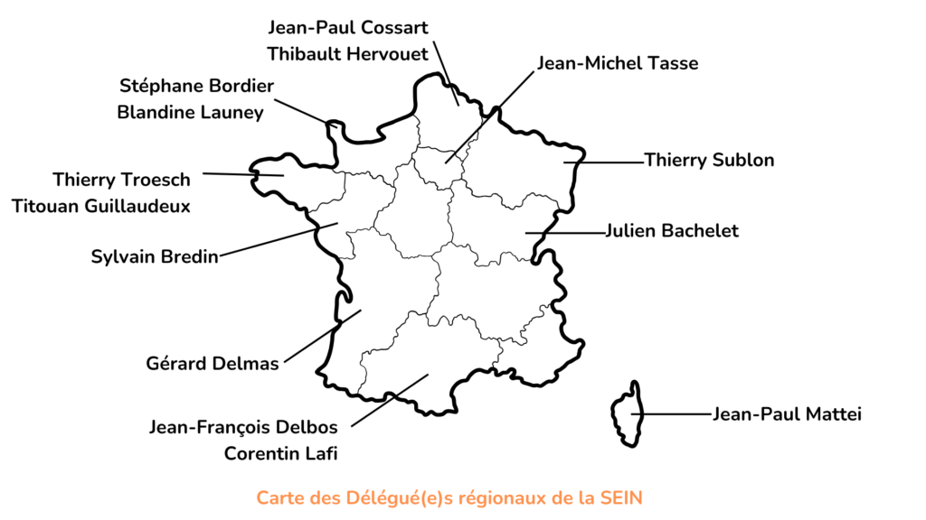 Carte des délégués régionaux de la SEIN