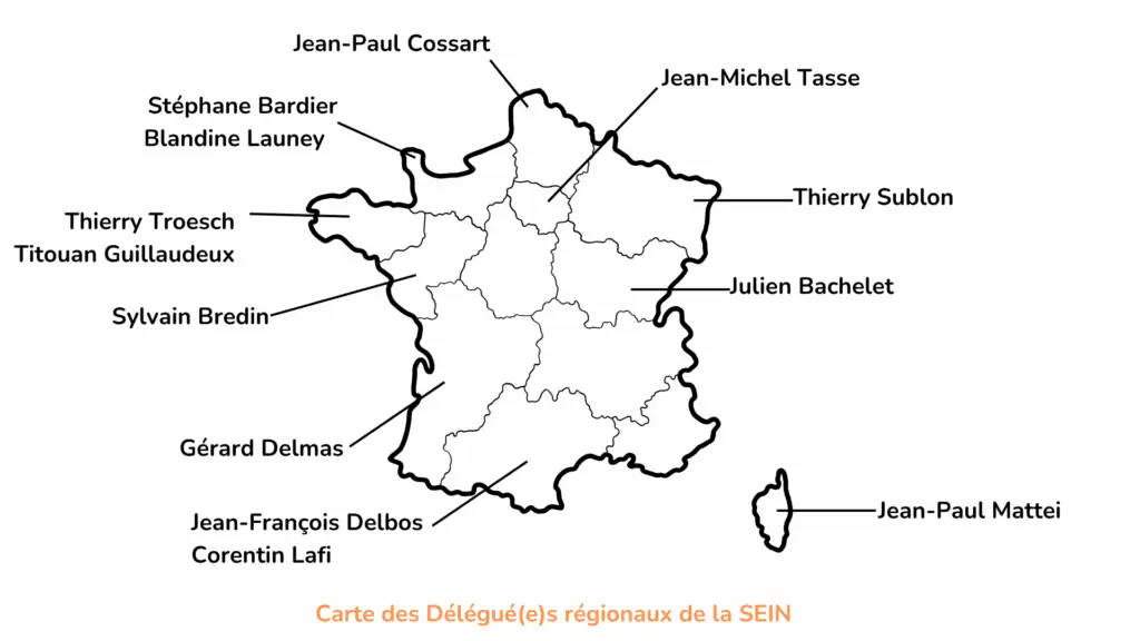 Carte des délégués régionaux de la SEIN